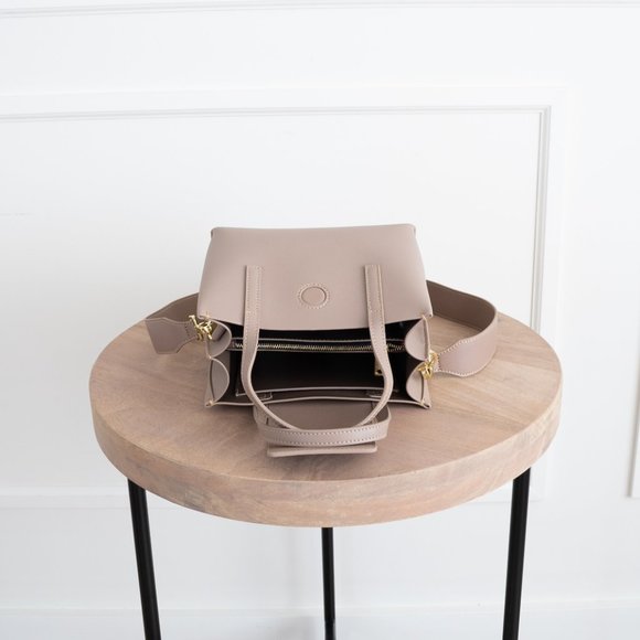 π Stella Mini Satchel Bag - Genuine Leather - Pale Rose - Picture 7 of 14